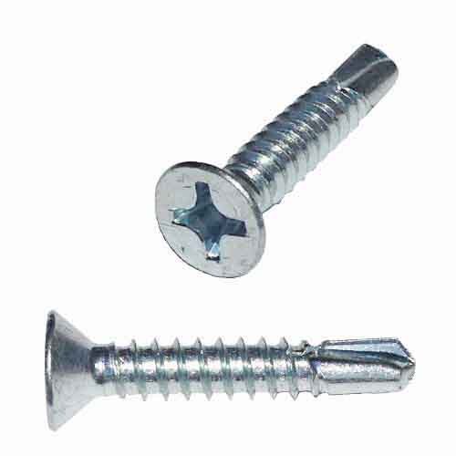 FPTEK14114 14 X 1-1/4" Flat Head, Phillips, Self-Drilling Screw, Zinc